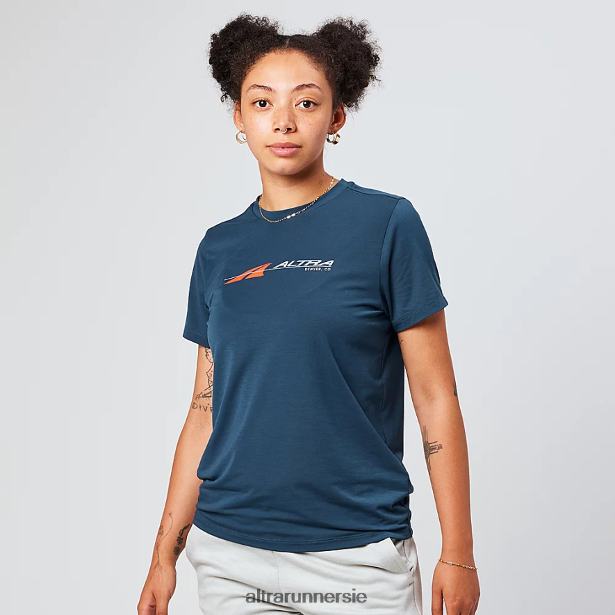 Altra ZZJJLB125 EVERYDAY PERFORMANCE SHORT SLEEVE Women Tops Navy - Click Image to Close